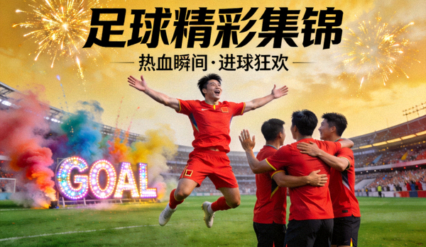 足球精彩集锦视频封面 - 球员庆祝进球的热烈场面